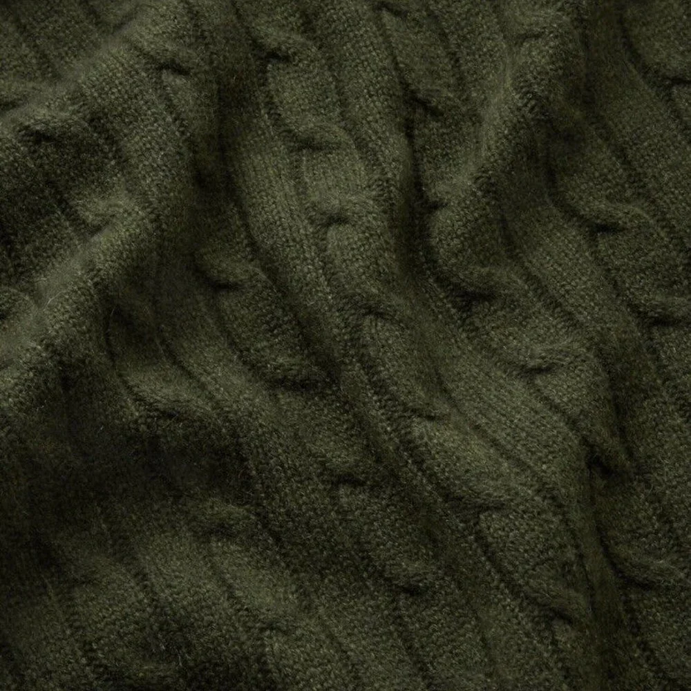 Ralph Lauren Cable Cashmere Throw Blanket in Loden